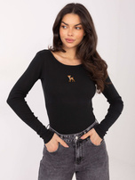 Czarna bawełniana bluzka z haftem 