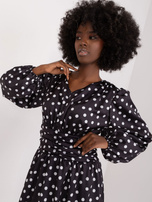 Hurt Czarna sukienka koktajlowa z bufiastym rękawem