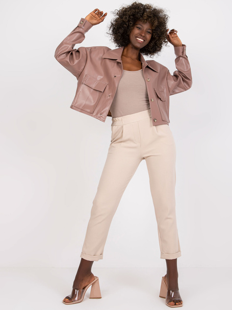 Brudnoróżowa kurtka przejściowa z imitacji skóry Dorine