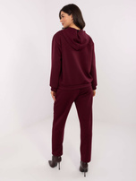 Burgundowy casualowy komplet ze spodniami