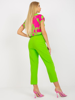 Jasnozielone spodnie z materiału z wysokim stanem RUE PARIS