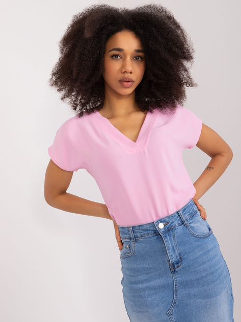 Hurtownia Jasnoróżowa luźna bluzka BASIC FEEL GOOD
