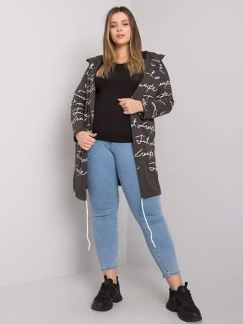 Ciemna khaki narzutka plus size z printami Parma