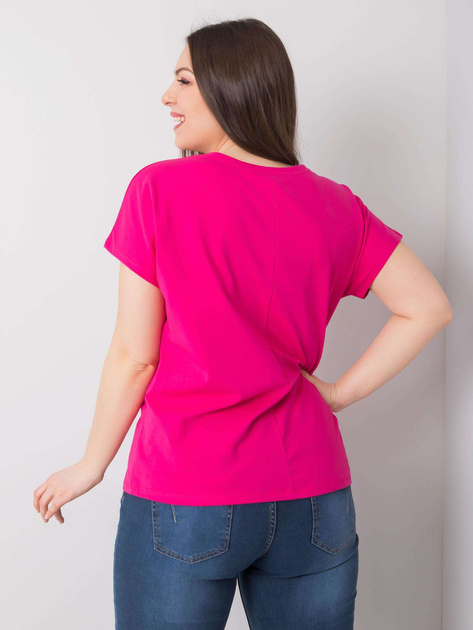 Fuksjowy t-shirt plus size z dekoltem V Cassie