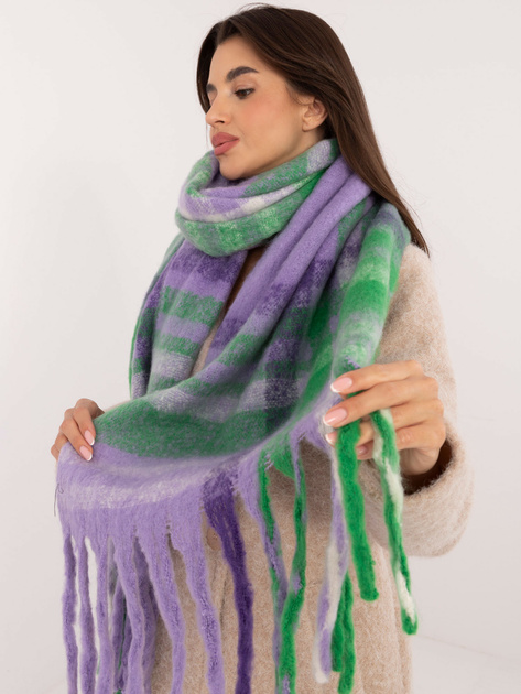 Hurtownia Fioletowo-zielony zimowy szal damski