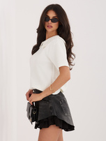 Ecru women's blouse with a decorative collar.