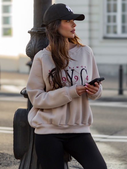 Hurt Beige sweatshirt without a hood with a round neckline.