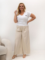 Biały damski t-shirt plus size z haftem 