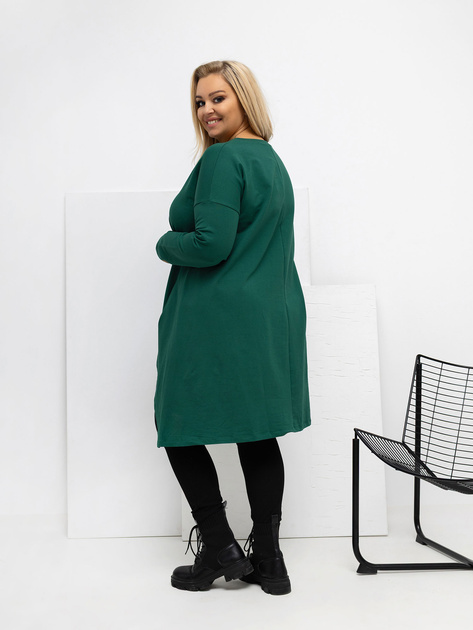 Ciemnozielona tunika plus size z dłuższym tyłem