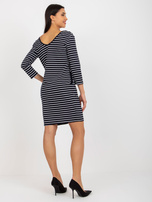 Hurt Granatowo-biała sukienka dresowa w paski OCH BELLA