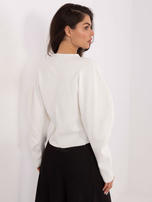 Ecru elegancki sweter z ozdobnymi guzikami  