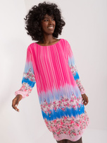 Hurtownia Ciemnoróżowa damska prosta sukienka we wzory