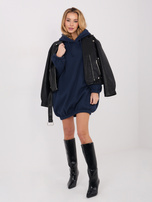 Granatowa sukienka basic z gumką na dole