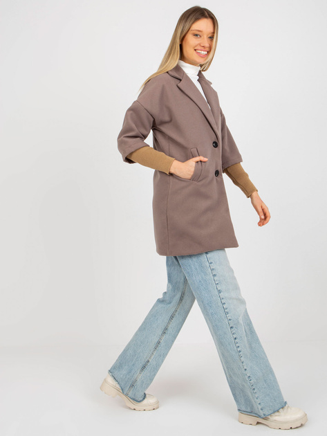 Hurt Brązowy płaszcz ze ściągaczami przy rękawach OCH BELLA