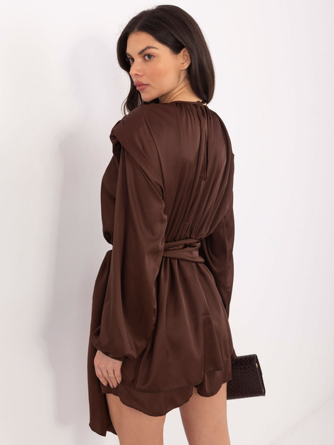 Brązowy elegancki kombinezon z wiązaniem w talii