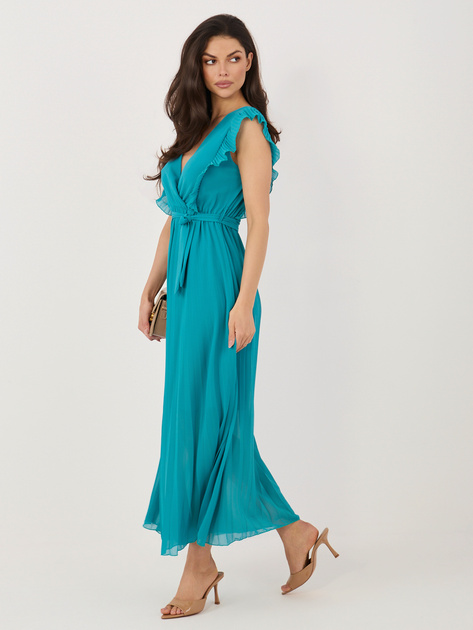 Morska letnia sukienka z kopertowym dekoltem RUE PARIS