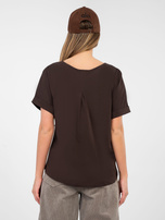 Czekoladowa bluzka basic o kroju oversize RUE PARIS 