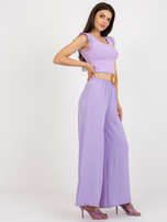 Hurtownia Jasnofioletowe zwiewne spodnie z materiału