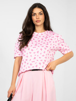 Pastelowa różowa luźna bluzka z nadrukiem