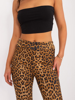 Hurt Camelowo-czarne legginsy z nadrukiem zwierzęcym