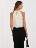 Ecru wizytowy top z dekoltem typu halter