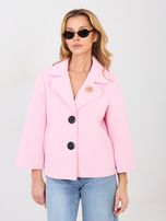 Jasnoróżowy krótki płaszcz z rękawem 3/4