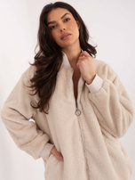 Jasnobeżowa dwustronna kurtka z suwakiem