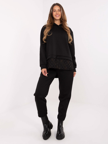 Czarny dwuczęściowy komplet z koronką 