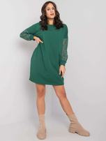 Dark green dress with lace sleeves Alexxie RUE PARIS.