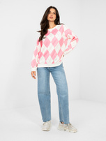 Różowa bluza oversize w geometryczne wzory