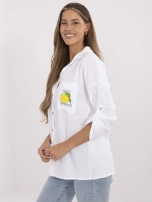 Biała muślinowa koszula z nadrukiem cytryny 