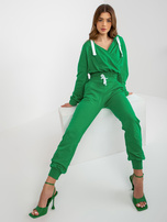 Hurt Zielony dresowy komplet basic z bluzą kopertową