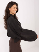 Czekoladowa damska koszula oversize z kokardą