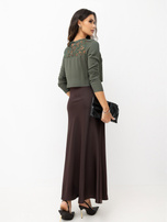 Khaki elegante Bluse aus Viskose.