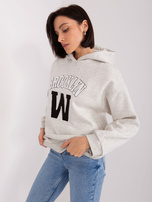 Hurt light gray melange women's hoodie made of cotton.
