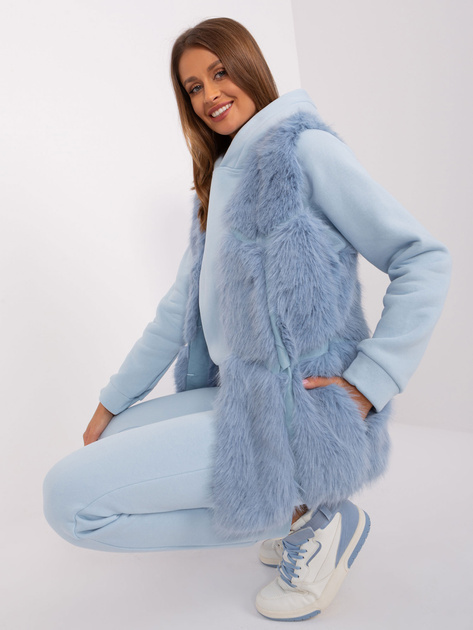 Hurt Jasnoniebieska futrzana kamizelka z podszewką