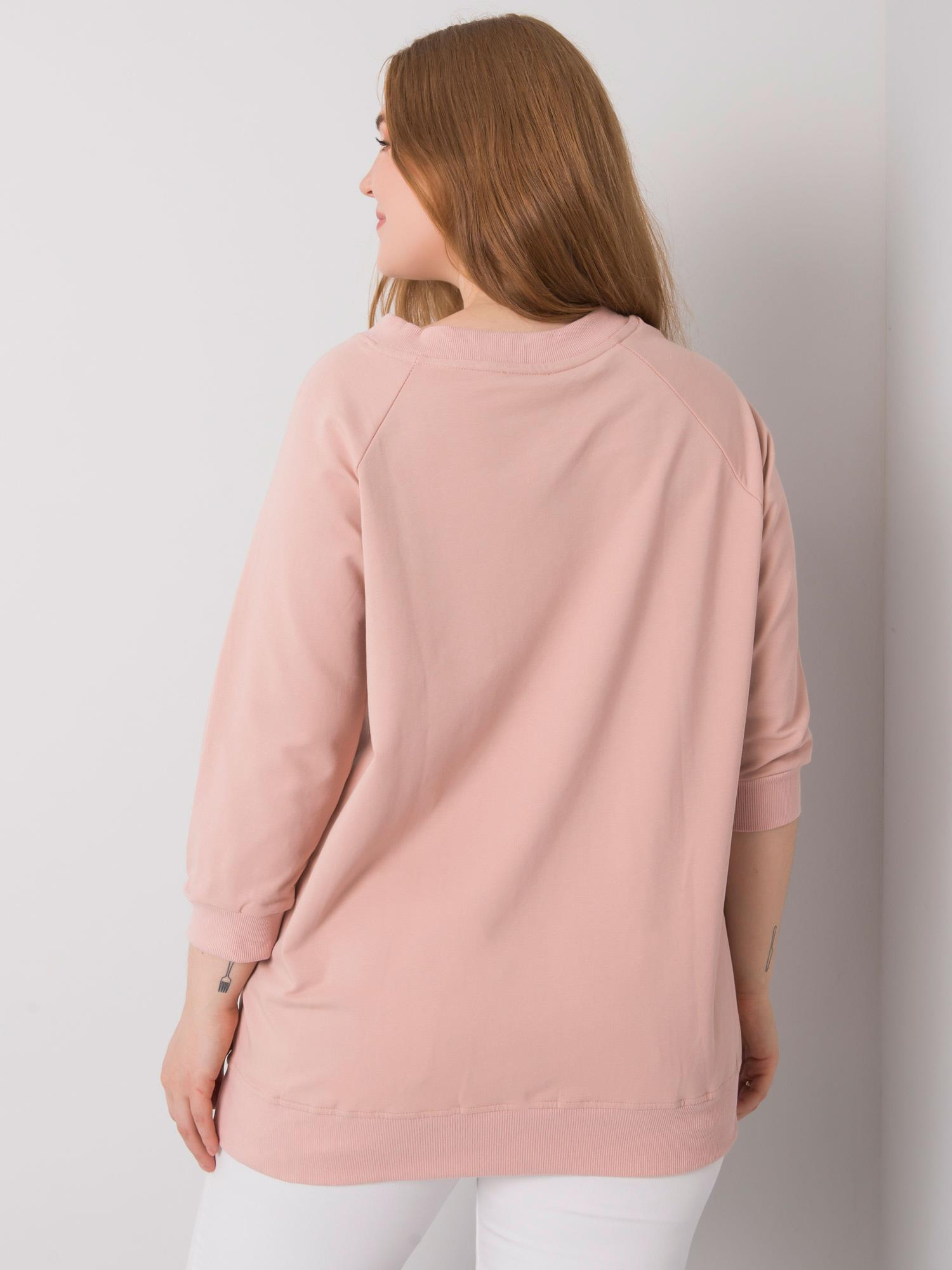 Brudnoróżowa bluza plus size z bawełny Naenia