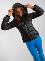 Hurt Czarna pikowana kurtka przejściowa z kapturem