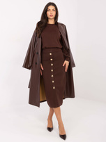 Brązowy elegancki sweter z okrągłym dekoltem