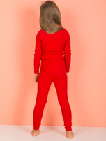 Czerwone gładkie legginsy dla dziewczynki