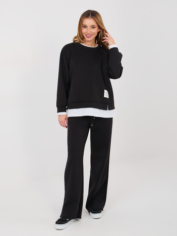 Czarny dresowy komplet z naszywką RUE PARIS