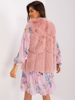 Hurt Brudnoróżowa futrzana kamizelka rozpinana z kieszeniami