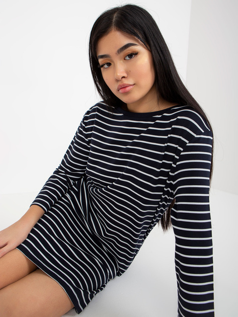 Hurt Granatowo-biała sukienka basic w paski RUE PARIS