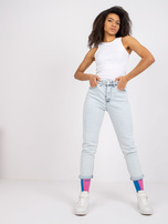 Biały top z materiału w prążki Eston RUE PARIS 