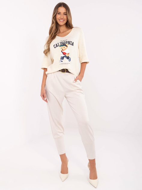 Hurt Jasnobeżowe dresowe spodnie damskie typu bryczesy