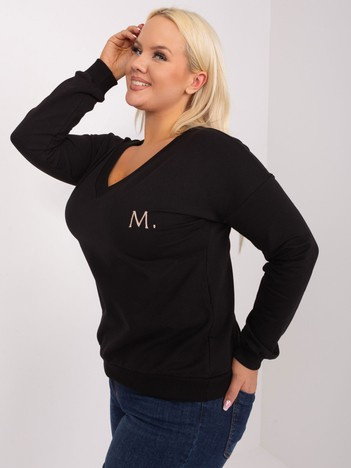 Hurt Czarna casualowa bluzka plus size z literą M