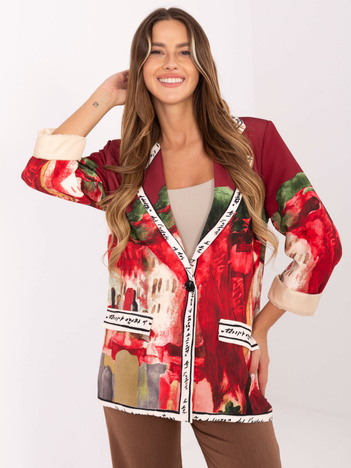 Bordowa damska marynarka z zapięciem na guzik