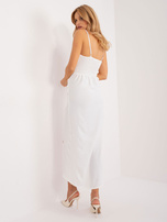 Hurt Ecru midi sukienka koktajlowa z marszczeniami