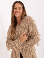 Beżowy damski kardigan przed kolano RUE PARIS