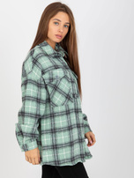 Hurt Miętowa wierzchnia koszula w kratę na guziki
